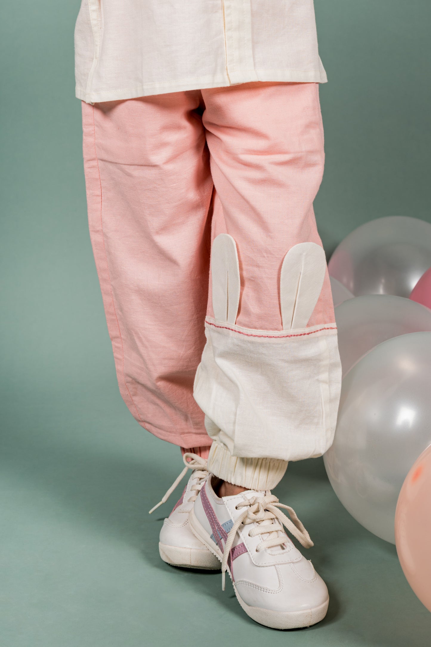 Bunny & Cycle Pink White Shirt Pant Set