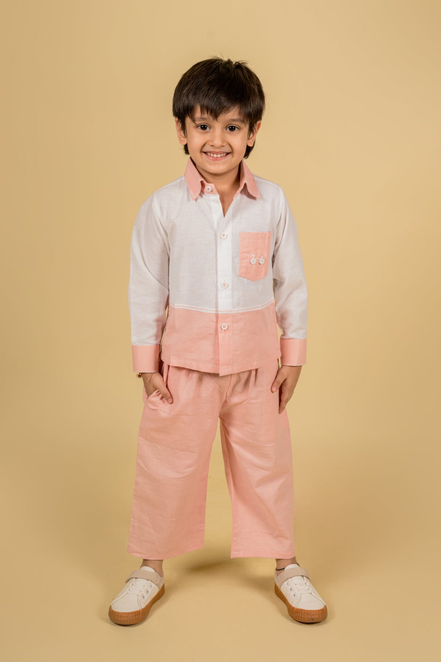 Cycle Charm Pink White Shirt Pant Set