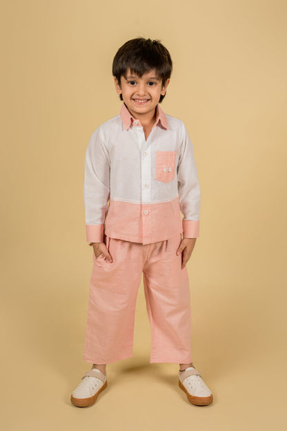 Cycle Charm Pink White Shirt Pant Set