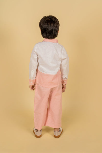 Cycle Charm Pink White Shirt Pant Set