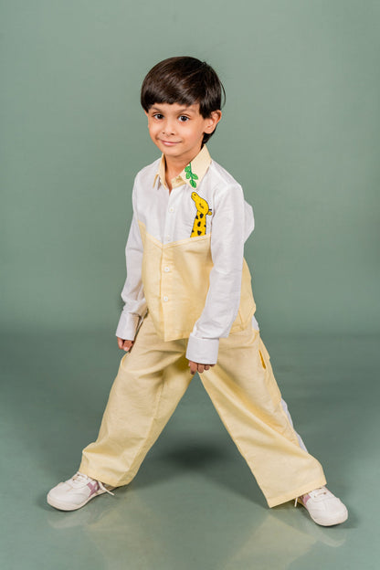 Giraffe Yellow White Shirt Pant Set