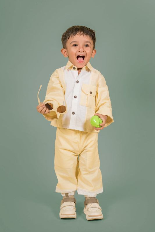 Yellow White Shirt Pant Set