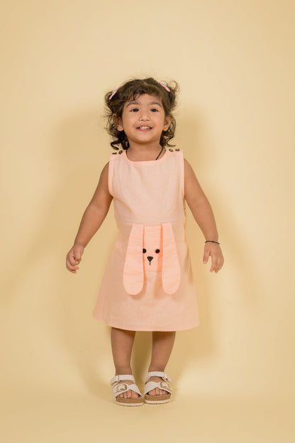 Bunny Pocket Peach Frock
