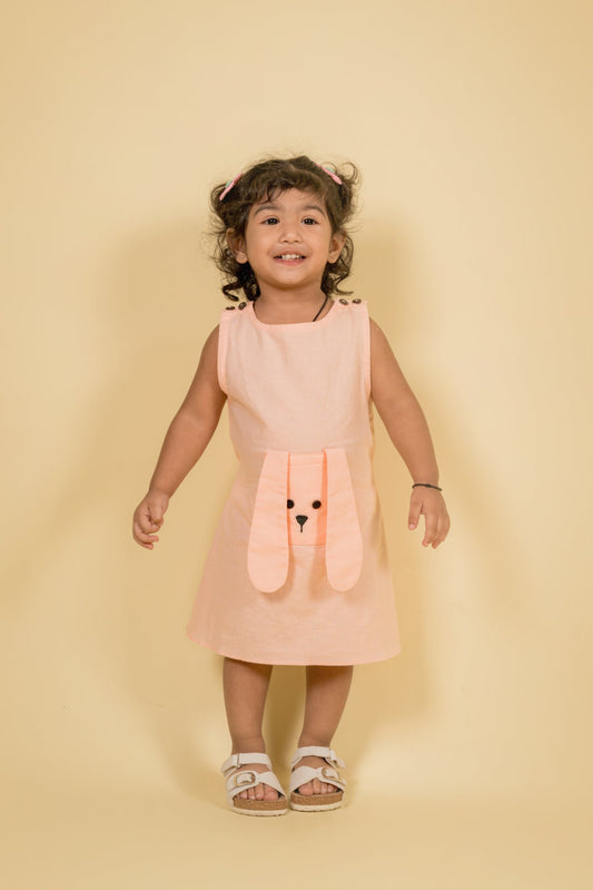 Bunny Pocket Peach Frock