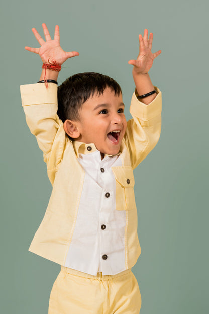 Yellow White Shirt Pant Set