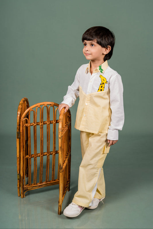 Giraffe Yellow White Shirt Pant Set