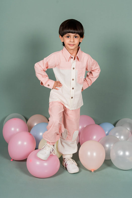 Bunny & Cycle Pink White Shirt Pant Set