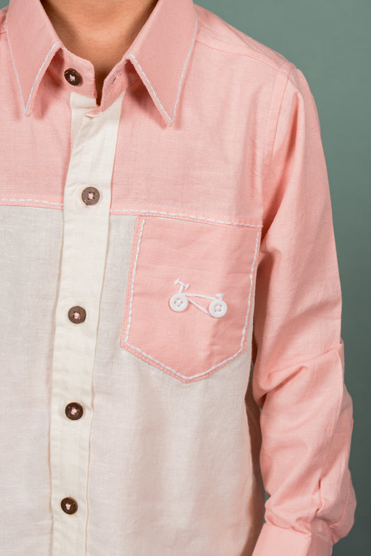 Bunny & Cycle Pink White Shirt Pant Set