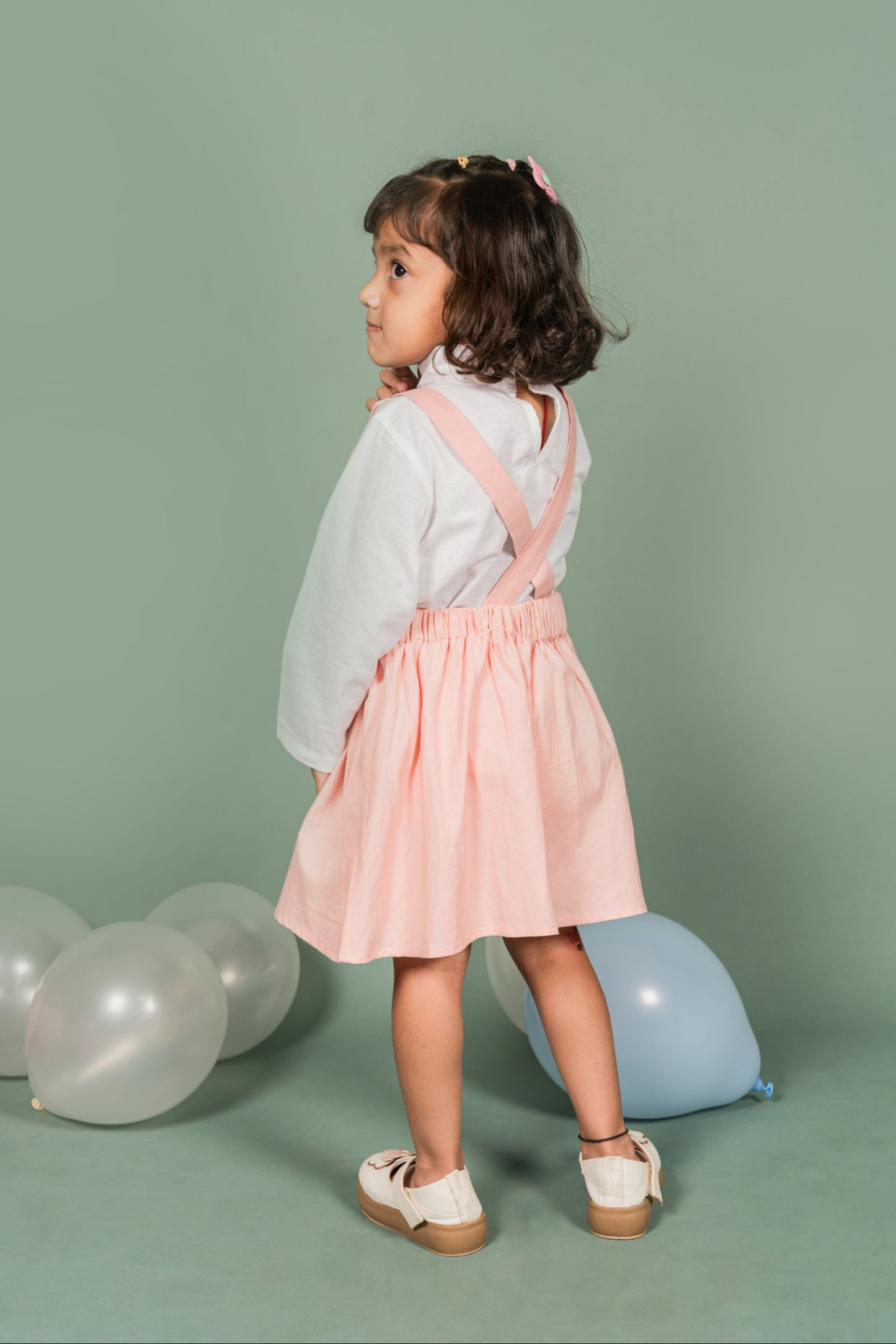 Suspender Pink White Frock